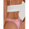 imageMilumia Women Sexy Panties Floral Lace Cut Out Thongs Mid Waist Underwear BriefsCoral Pink