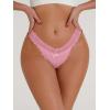 imageMilumia Women Sexy Panties Floral Lace Cut Out Thongs Mid Waist Underwear BriefsCoral Pink