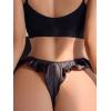 imageMilumia Women Sexy Panties Satin Low Rise Thongs Ruffle Trim Cheeky Underwear BriefsBlack