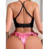 imageMilumia Women Sexy Panties Satin Low Rise Thongs Ruffle Trim Cheeky Underwear BriefsHot Pink