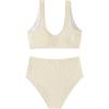 imageMilumia Womens 2 Piece High Waisted Bikini Sets Ring Linked V Neck Tummy Control SwimsuitsBeige