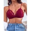 imageMilumia Womens 3 Pack Sexy Lace Triangle Bralettes Padded Wireless Comfort Everyday Bras Top Set