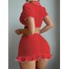 imageMilumia Womens 3 Piece Nurse Lingerie Set Sexy See Through Costume Outfit With ThongLight Red