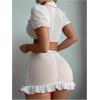 imageMilumia Womens 3 Piece Nurse Lingerie Set Sexy See Through Costume Outfit With ThongWhite