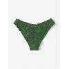 imageMilumia Womens Bikini Bottoms Solid Ruched Lettuce Trim Swim Bottom SwimwearArmy Green