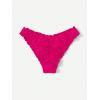 imageMilumia Womens Bikini Bottoms Solid Ruched Lettuce Trim Swim Bottom SwimwearHot Pink