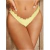 imageMilumia Womens Bikini Bottoms Solid Ruched Lettuce Trim Swim Bottom SwimwearLight Yellow