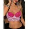 imageMilumia Womens Colorblock Lace Corset Crop Top Y2k Bralette Camisole Going OutPink