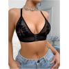 imageMilumia Womens Lace Front Closure Bras Racerback Wireless BralettesBlack