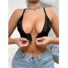 imageMilumia Womens Lace Front Closure Bras Racerback Wireless BralettesBlack