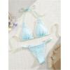 imageMilumia Womens Lace Trim Bow Tie Bikini Set Triangle Halter Cheeky 2 Piece SwimsuitBlue