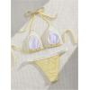 imageMilumia Womens Lace Trim Bow Tie Bikini Set Triangle Halter Cheeky 2 Piece SwimsuitYellow