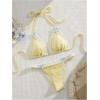imageMilumia Womens Lace Trim Bow Tie Bikini Set Triangle Halter Cheeky 2 Piece SwimsuitYellow