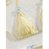 imageMilumia Womens Lace Trim Bow Tie Bikini Set Triangle Halter Cheeky 2 Piece SwimsuitYellow