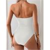 imageMilumia Womens Metal Starfish Cut Out Strapless Bathing Suit Ruched Bandeau Tube Top One Piece SwimsuitsApricot