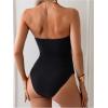 imageMilumia Womens Metal Starfish Cut Out Strapless Bathing Suit Ruched Bandeau Tube Top One Piece SwimsuitsBlack