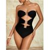imageMilumia Womens Metal Starfish Cut Out Strapless Bathing Suit Ruched Bandeau Tube Top One Piece SwimsuitsBlack With Straps