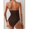 imageMilumia Womens Metal Starfish Cut Out Strapless Bathing Suit Ruched Bandeau Tube Top One Piece SwimsuitsBrown