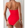 imageMilumia Womens Metal Starfish Cut Out Strapless Bathing Suit Ruched Bandeau Tube Top One Piece SwimsuitsRed