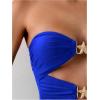 imageMilumia Womens Metal Starfish Cut Out Strapless Bathing Suit Ruched Bandeau Tube Top One Piece SwimsuitsRoyal Blue