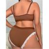 imageMilumia Womens Plus Size 2 Piece Lingerie Set Lace Trim V Neck Wireless Bra Panty Sets