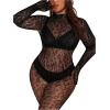 imageMilumia Womens Plus Size Fishnet Bodystocking Lingerie Sheer Body Stockings NightwearBlack Leoppard