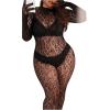 imageMilumia Womens Plus Size Fishnet Bodystocking Lingerie Sheer Body Stockings NightwearBlack Leoppard
