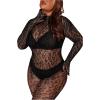 imageMilumia Womens Plus Size Fishnet Bodystocking Lingerie Sheer Body Stockings NightwearBlack Leoppard