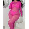 imageMilumia Womens Plus Size Fishnet Bodystocking Lingerie Sheer Body Stockings NightwearHot Pink