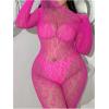 imageMilumia Womens Plus Size Fishnet Bodystocking Lingerie Sheer Body Stockings NightwearHot Pink