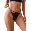 imageMilumia Womens Sexy Floral Lace Underwear Panties Cut Out Low Rise GString ThongsBlack