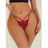 imageMilumia Womens Sexy Floral Lace Underwear Panties Cut Out Low Rise GString ThongsBurgundy