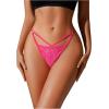 imageMilumia Womens Sexy Floral Lace Underwear Panties Cut Out Low Rise GString ThongsHot Pink