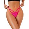 imageMilumia Womens Sexy Floral Lace Underwear Panties Cut Out Low Rise GString ThongsHot Pink