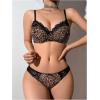imageMilumia Womens Sexy Leopard Underwire Push Up Bra and Panty Sets Cheetah Print 2 Piece Lingerie SetBrown and Black