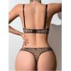 imageMilumia Womens Sexy Leopard Underwire Push Up Bra and Panty Sets Cheetah Print 2 Piece Lingerie SetBrown and Black