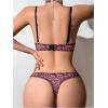 imageMilumia Womens Sexy Leopard Underwire Push Up Bra and Panty Sets Cheetah Print 2 Piece Lingerie SetPink
