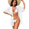 imageMilumia Womens Swimsuit Coverup Short Sleeve Open Front Kimono Swim Cover Up BeachwearWhite