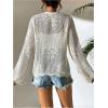 imageMilumia Womens Tie Front Hollow Out Crochet Light Weight Long Sleeve CardigansDark Beige