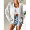 imageMilumia Womens Tie Front Hollow Out Crochet Light Weight Long Sleeve CardigansWhite