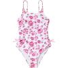 imageMilumia Girls Floral One Piece Swimwear Bow Tie Side Spaghetti Strap SwimsuitsPink