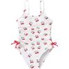 imageMilumia Girls Floral One Piece Swimwear Bow Tie Side Spaghetti Strap SwimsuitsRed and White