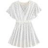 imageMilumia Girls Hollow Out Tie Front Cover Up Dress V Neck Short Sleeve Bikini Coverups Beachwear White 10 Years
