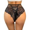 imageMilumia Women Lace up High Waist Mesh Lace Sexy Panties UnderwearBlack