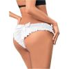 imageMilumia Women Satin Panty Bow Knot Frill Trim Ruched Cheeky Underwear Low Waist Bikini BriefsWhite
