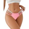 imageMilumia Women Sexy Panties Cut Out Low Rise Cheeky Underwear Strappy V Waist High Cut Bikini BriefsLight Pink
