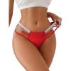 imageMilumia Women Sexy Panties Cut Out Low Rise Cheeky Underwear Strappy V Waist High Cut Bikini BriefsRed