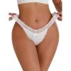 imageMilumia Women Sexy Panties Floral Lace Cut Out Thongs Mid Waist Underwear BriefsA White