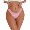 imageMilumia Women Sexy Panties Floral Lace Cut Out Thongs Mid Waist Underwear BriefsB Pink