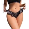 imageMilumia Women Sexy Panties Satin Low Rise Thongs Ruffle Trim Cheeky Underwear BriefsBlack